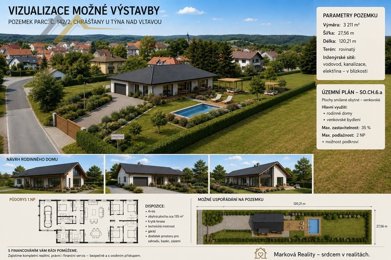 Prodej, stavební pozemek, 3 211 m², Chrášťany